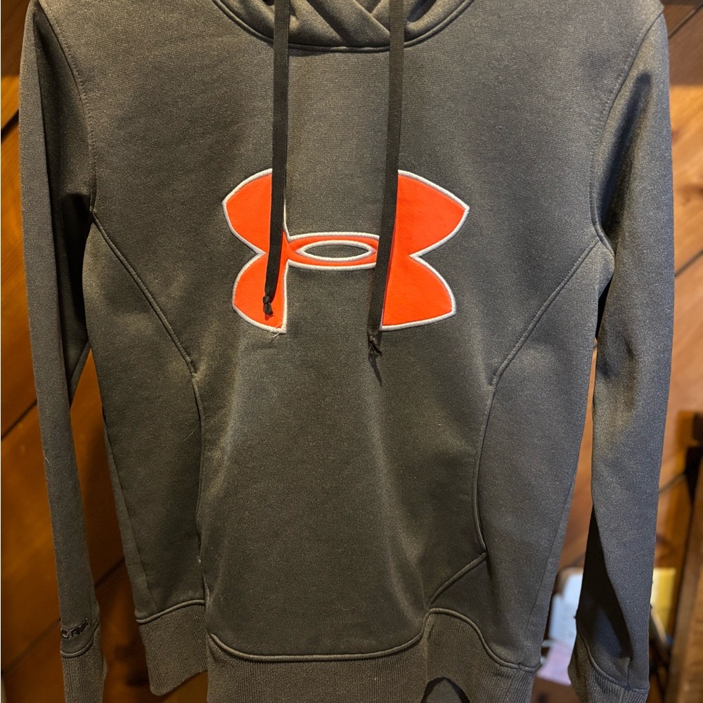 Under Armour Men's Dark Gray Hoodie with Red Logo